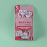 Set di 4 pezzi di rasoi rosa a 3 strati di donna