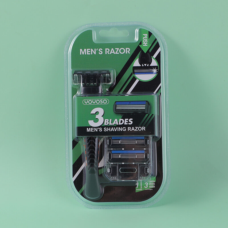 Set di ricambio di rasoio da uomo (1 pz. manico+3 pz. testa del rasoio)