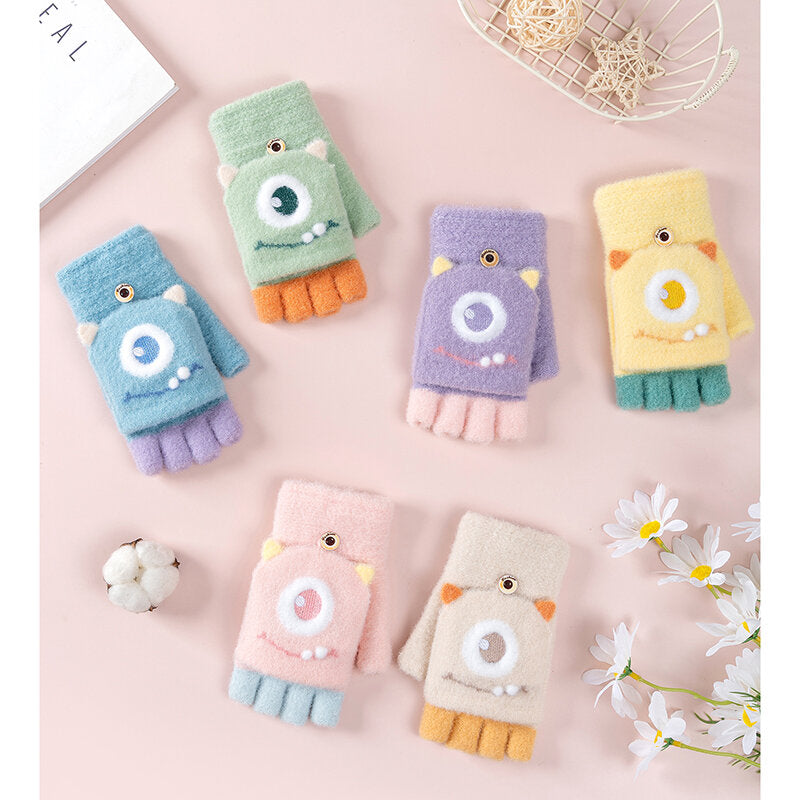 Guanti da donna con flip cover di un simpatico mostriciattolo