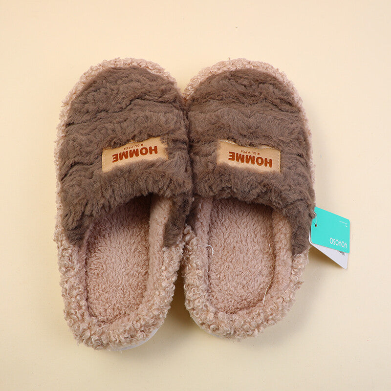 Pantofole semplici a contrasto con logo alfabetico da uomo a punta chiusa, taglia 40-41, caffè