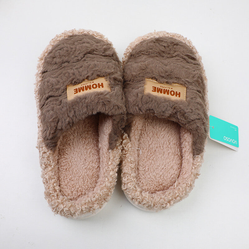 Pantofole semplici a punta chiusa da uomo con logo alfabetico a contrasto, taglia 44-45, caffè