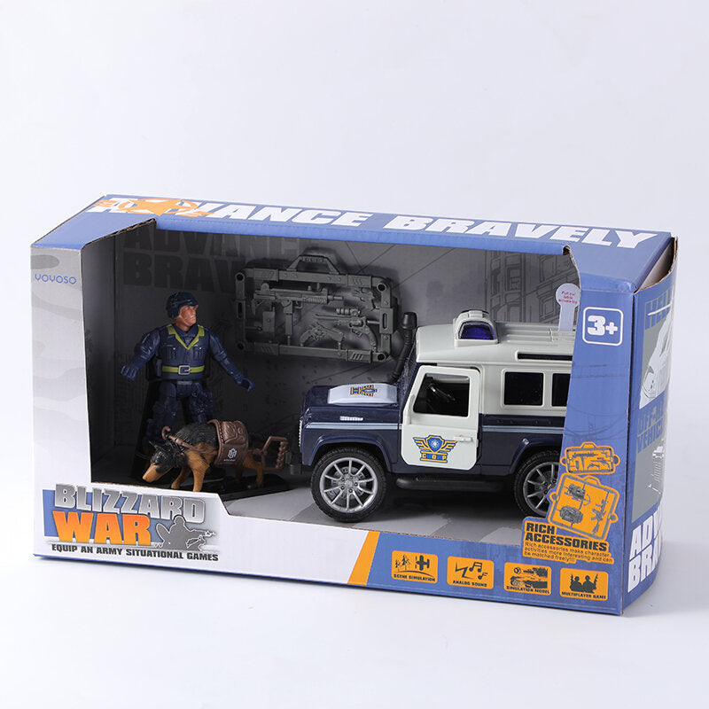 Set di giocattoli della polizia veicolo inerziale con luce e suono (inclusi 3pcs AG13 cella a bottone)