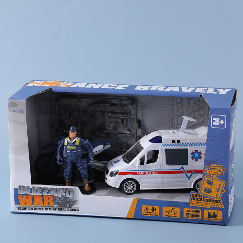 Set di giocattoli della polizia con veicolo estraibile con luce e suono (inclusi 3 pezzi di pile a bottone AG13)