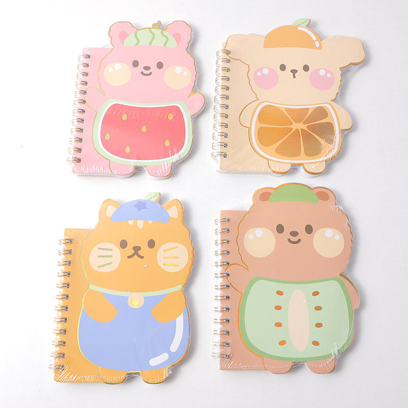 Taccuino a spirale in stile animaletto della frutta A6 - pagine a righe orizzontali