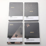 Coditina cartonata nera oro a cinque stelle A6 - pagine a righe orizzontali