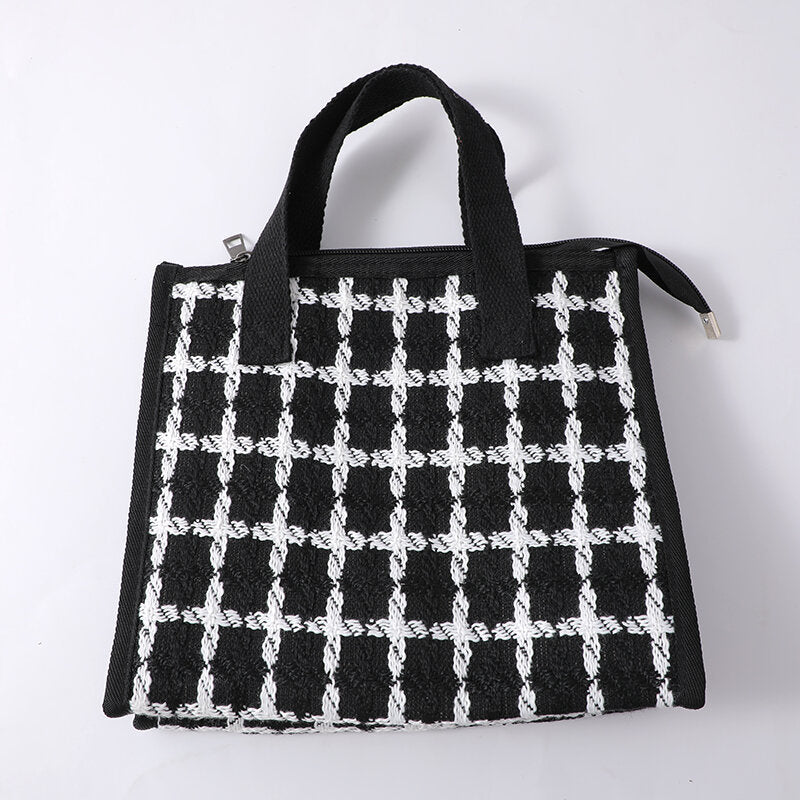 Borsa a tracolla moda pied-de-poule-nero