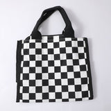 Borsa a tracolla semplice a quadri - nero