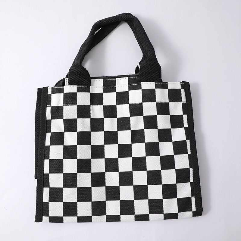 Borsa a tracolla semplice a quadri - nero