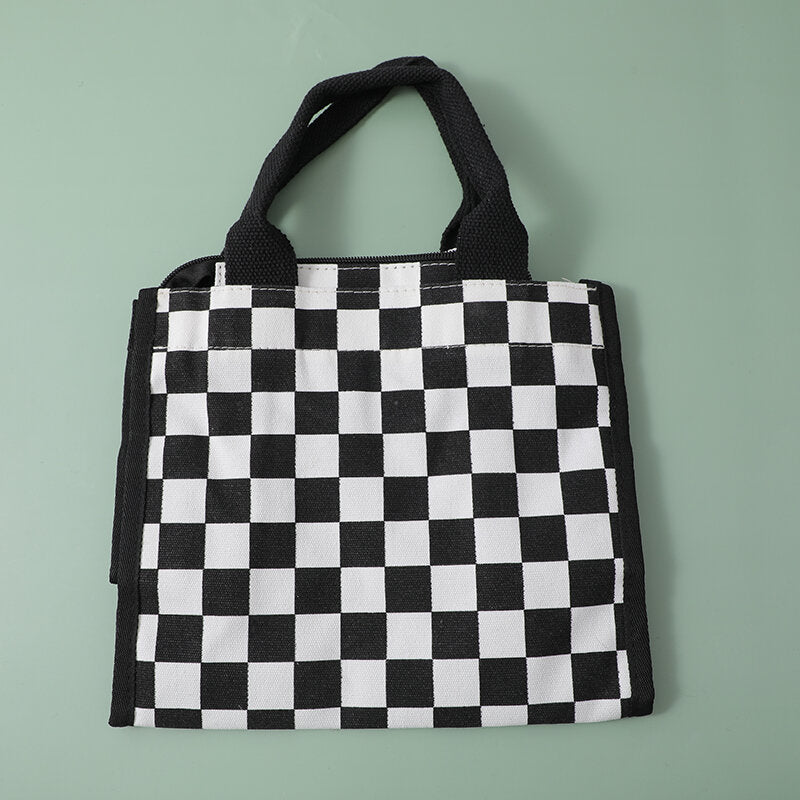 Borsa a tracolla semplice a quadri - nero