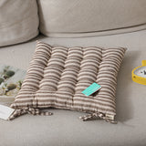 Cuscino quadrato a 16 punti in cotone e lino a righe, grigio