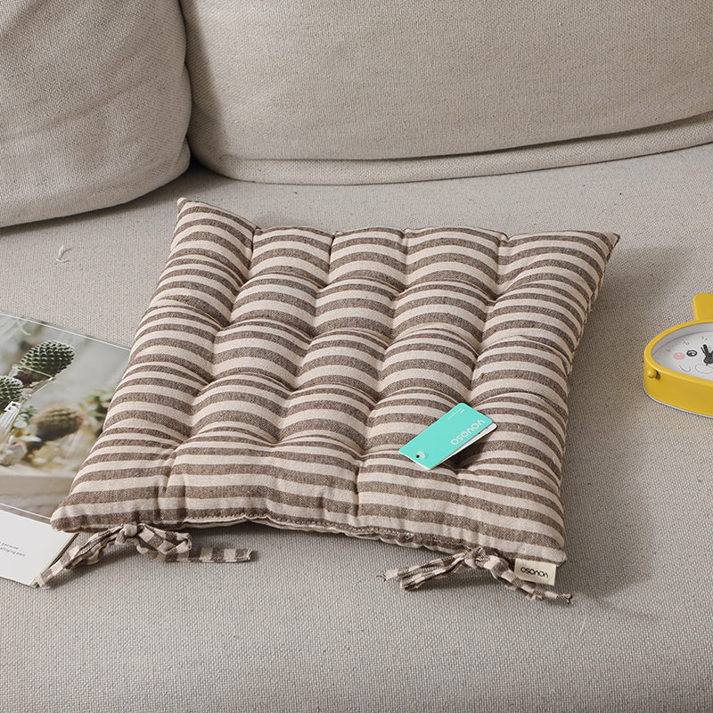 Cuscino quadrato a 16 punti in cotone e lino a righe, grigio