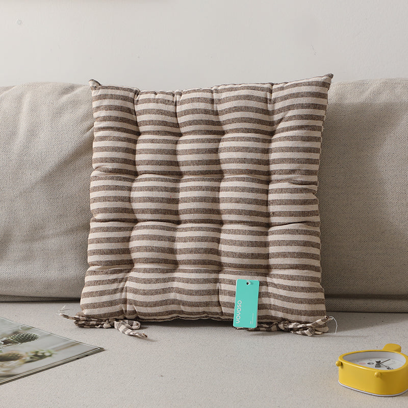 Cuscino quadrato a 16 punti in cotone e lino a righe, grigio