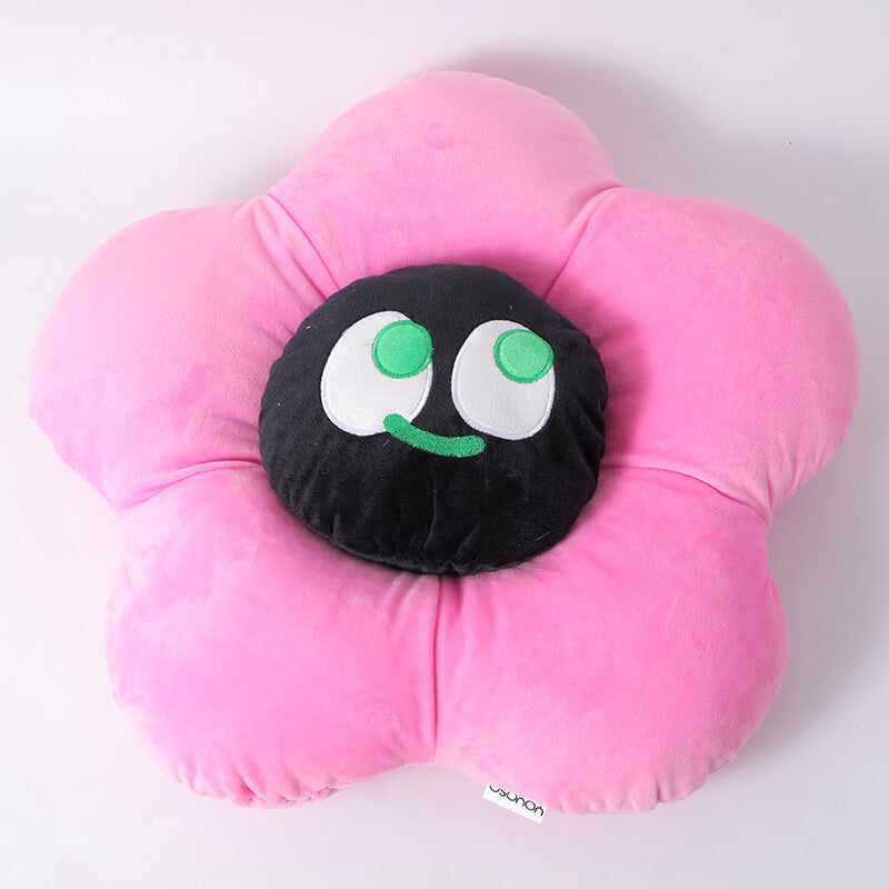 Cuscino fiore colorato con faccina sorridente - rosa