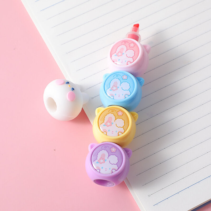 Evidenziatore a quattro sfere coniglio carino (4 colori)