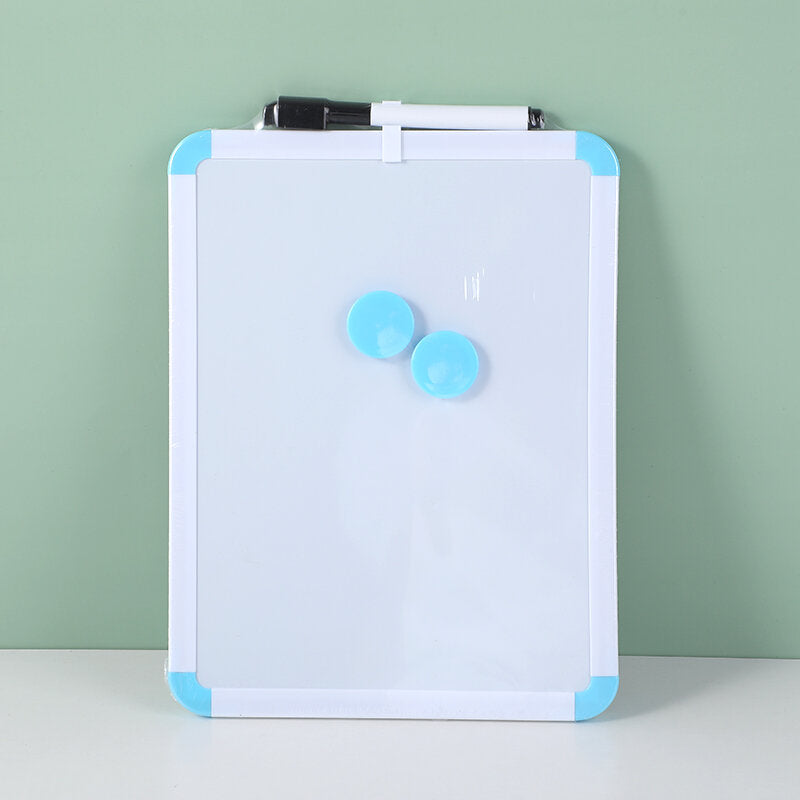 Lavagna magnetica con cornice blu e penna cancellabile