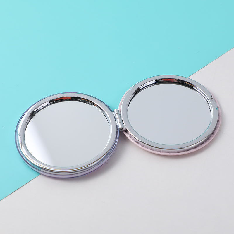 Specchio rotondo alla moda con tulipano a foglia verde e morbida sabbia mobile