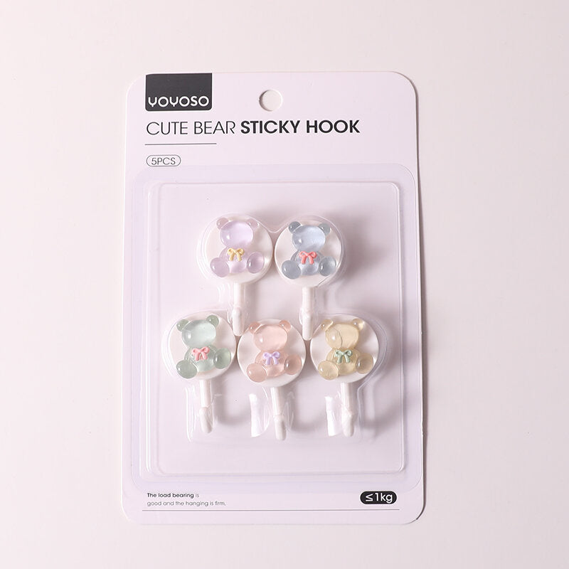 Set di 5 pezzi di ganci adesivi a forma di orso