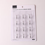 Set di 12 ganci adesivi quadrati senza traccia