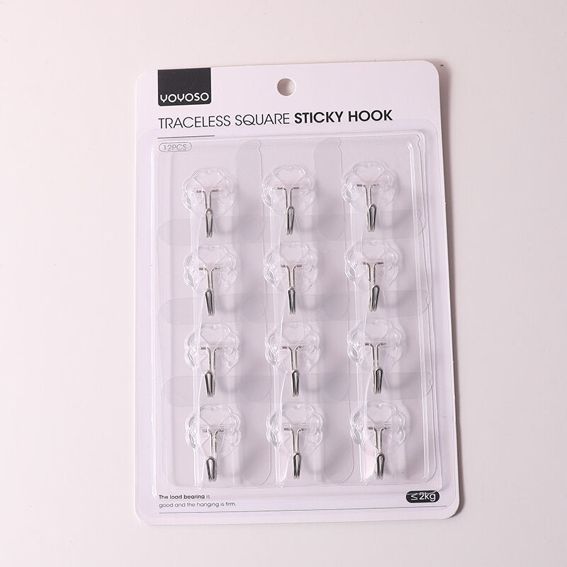 Set di 12 ganci adesivi quadrati senza traccia