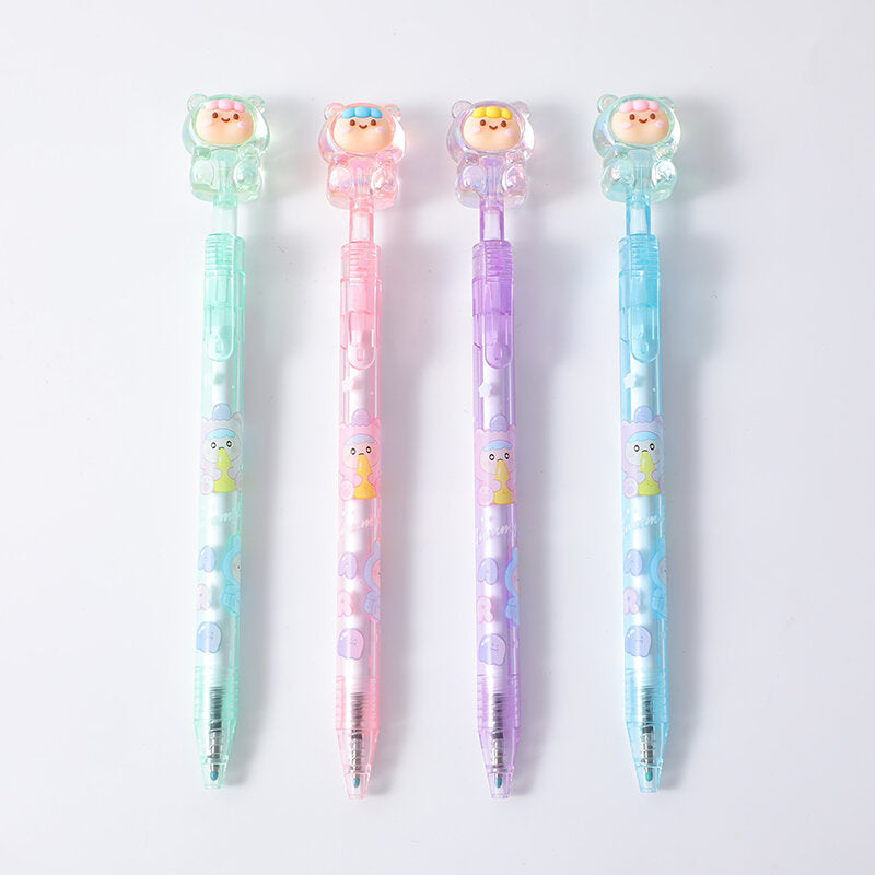 Penna gel a pressione laterale Crystal Girl - nero