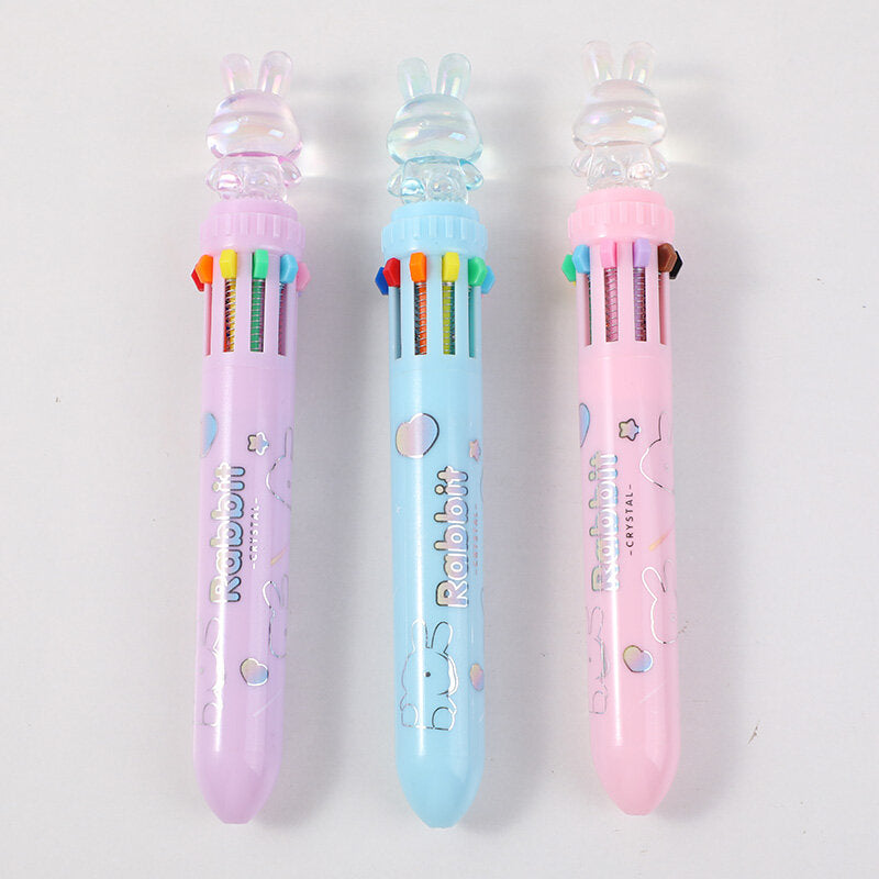 Penna a sfera in cristallo coniglietto a dieci colori