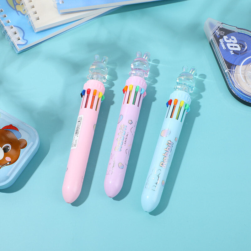 Penna a sfera in cristallo coniglietto a dieci colori