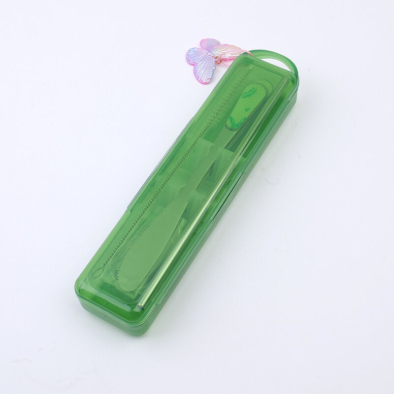 Set di cucchiaio, forchetta, coltello e cannuccia della collezione Flower Lake