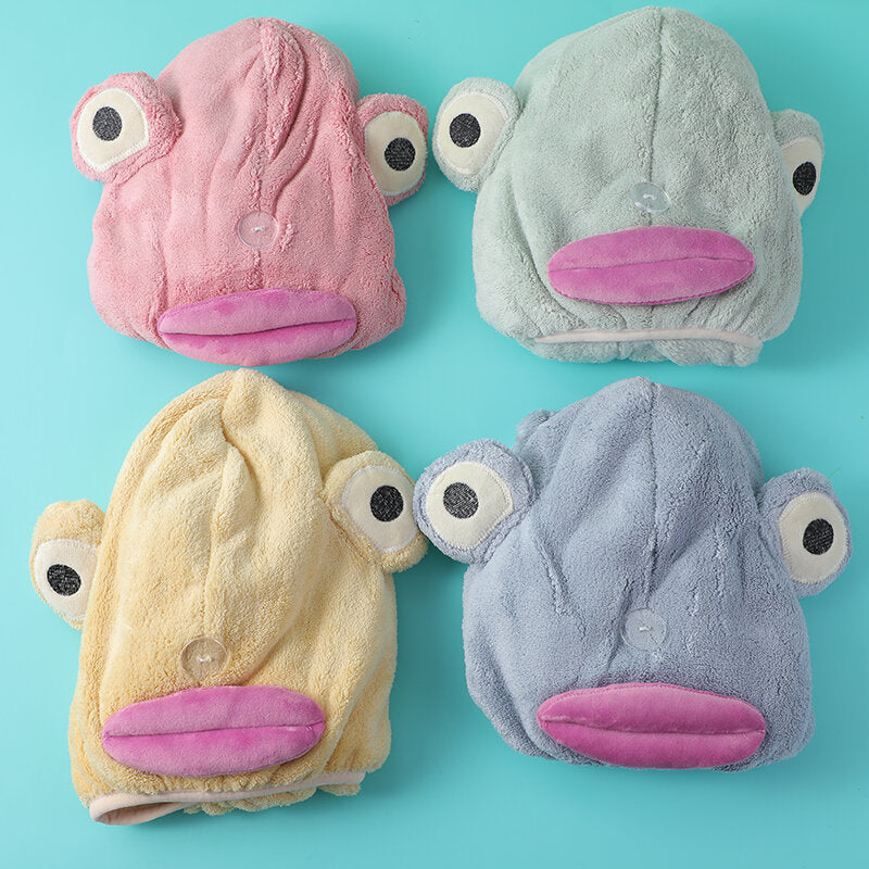 Cuffia asciugacapelli a forma di rana dalla bocca grande