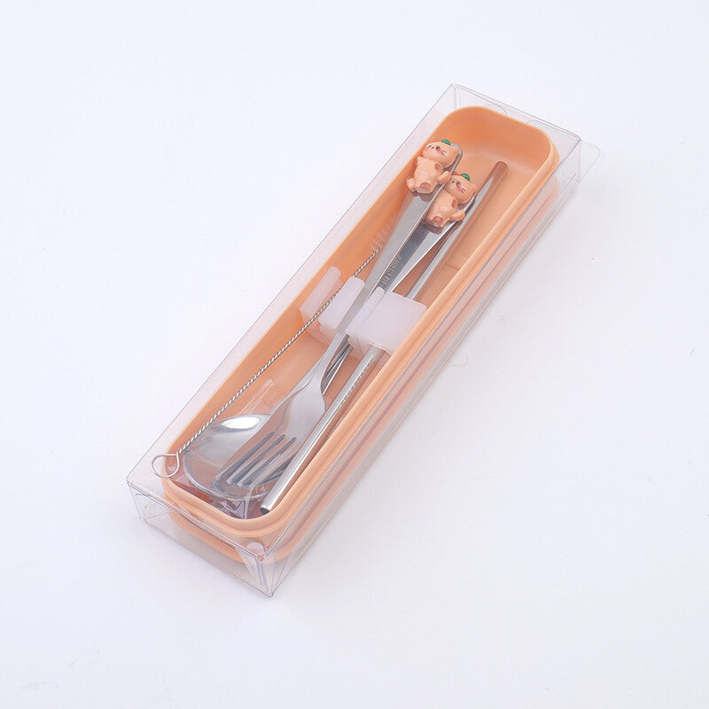 Set di cucchiaio, forchetta, coltello e cannuccia Kitten's Journey