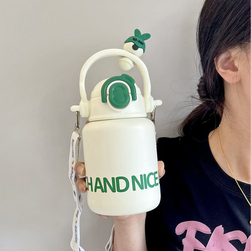 Tazza termica con gli occhi bendati da 550 ml-Bianco