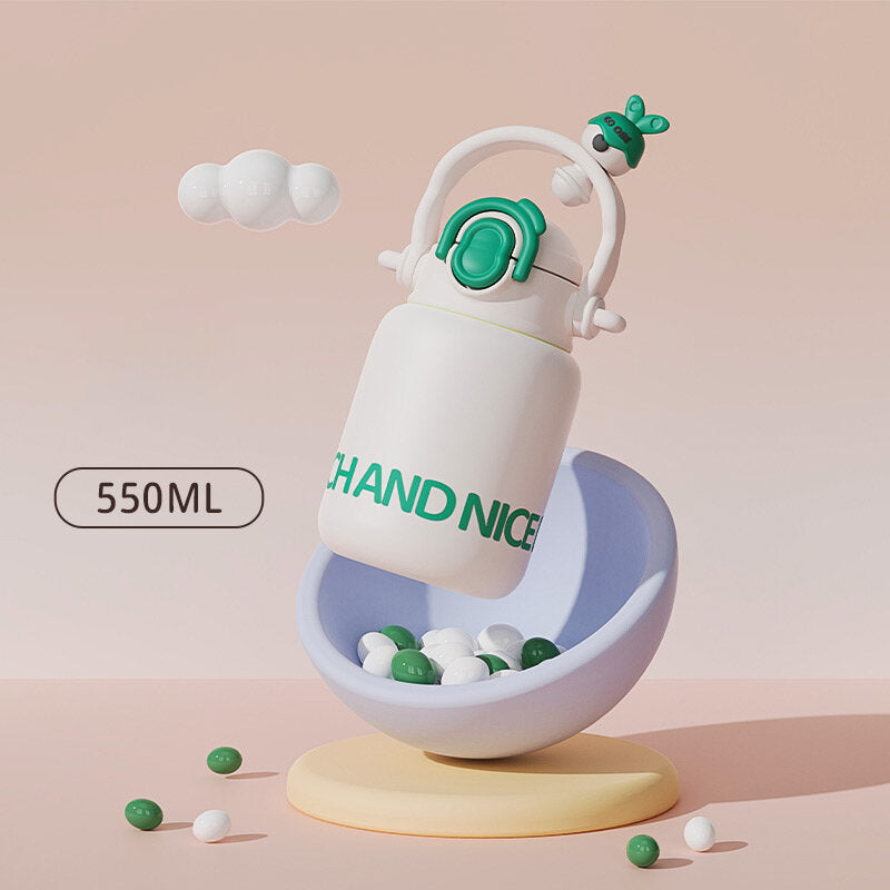 Tazza termica con gli occhi bendati da 550 ml-Bianco