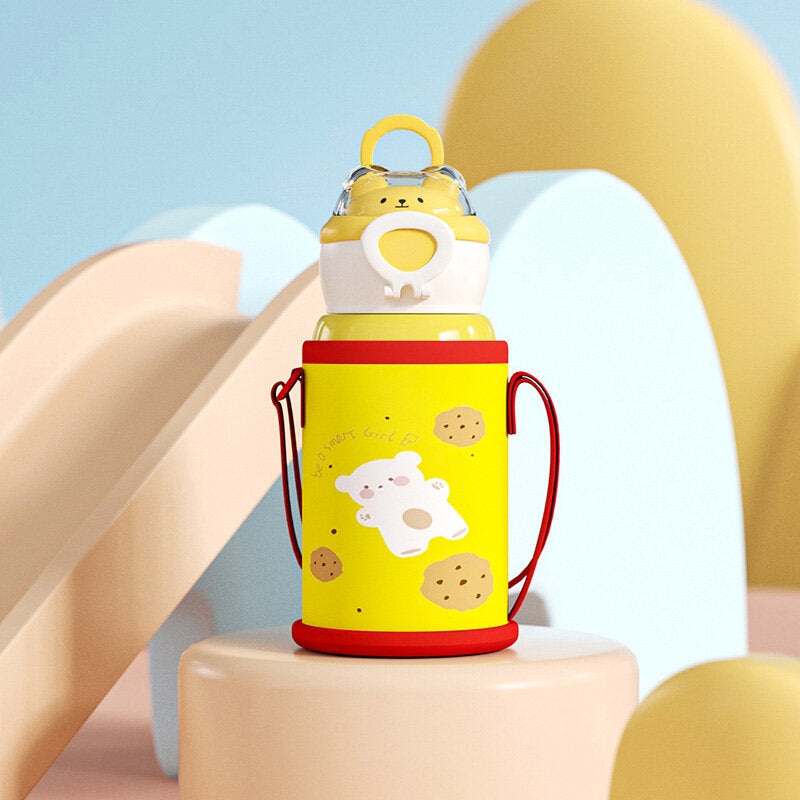 Bottiglia per bambini con doppio coperchio Space Capsula 500ml-gialla