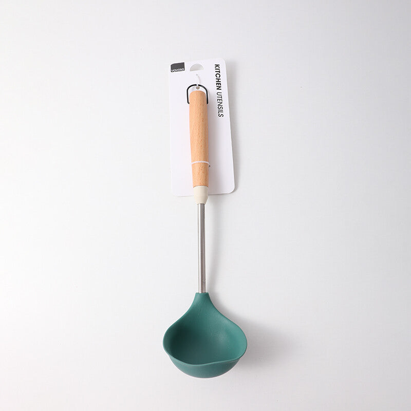 Mestolo in silicone con manico in legno