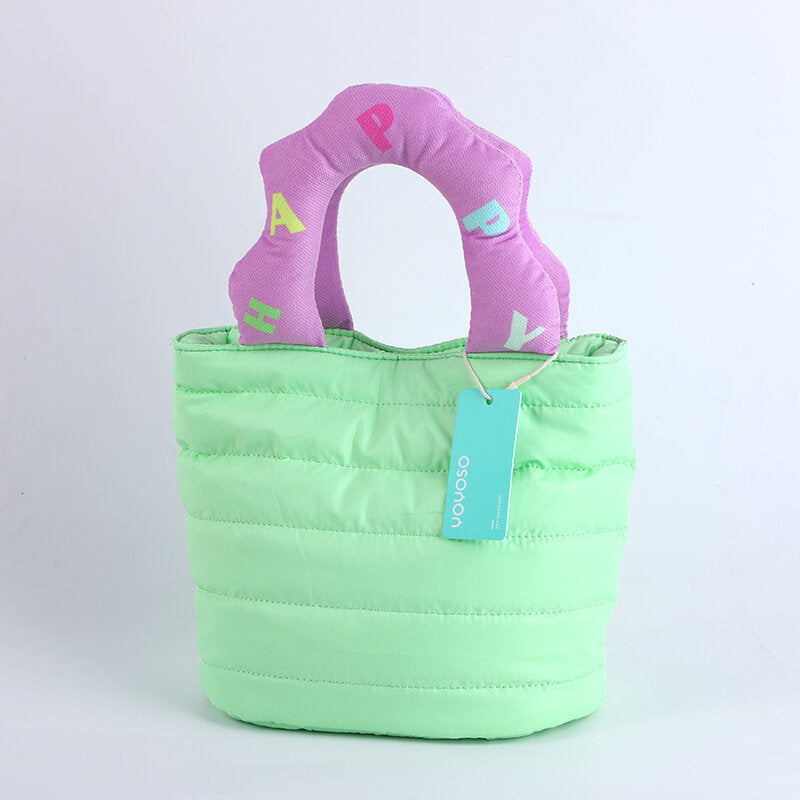 Borsa a nuvola inglese con ricamo colorato, verde