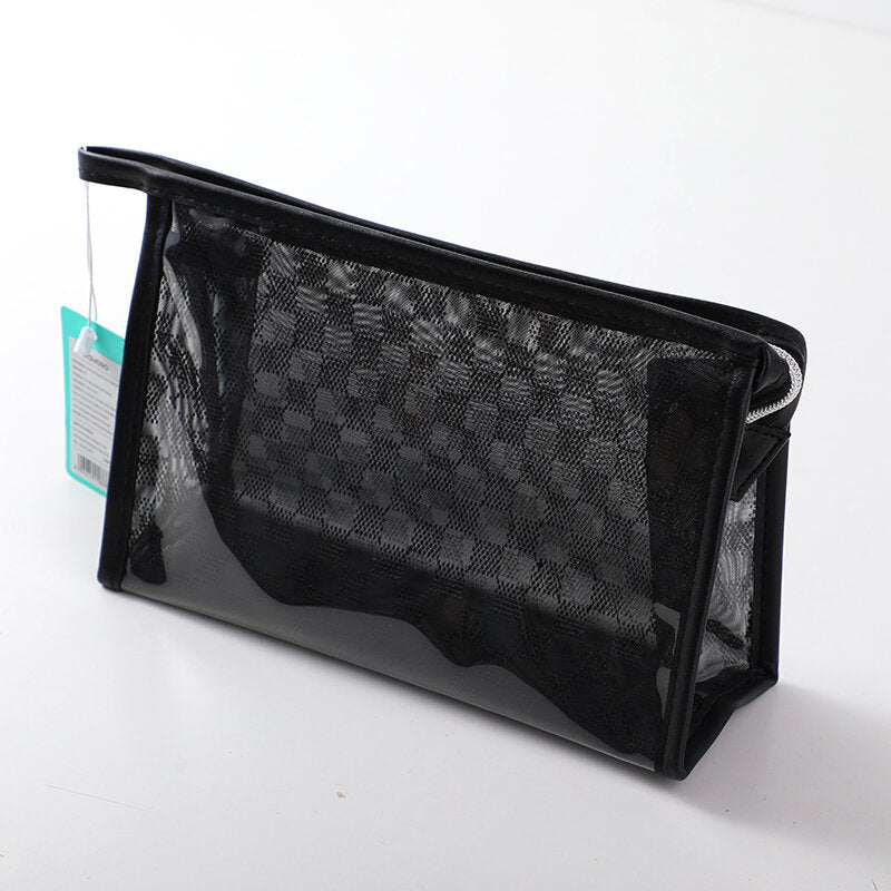 Borsa quadrata per il trucco e la toilette, nera