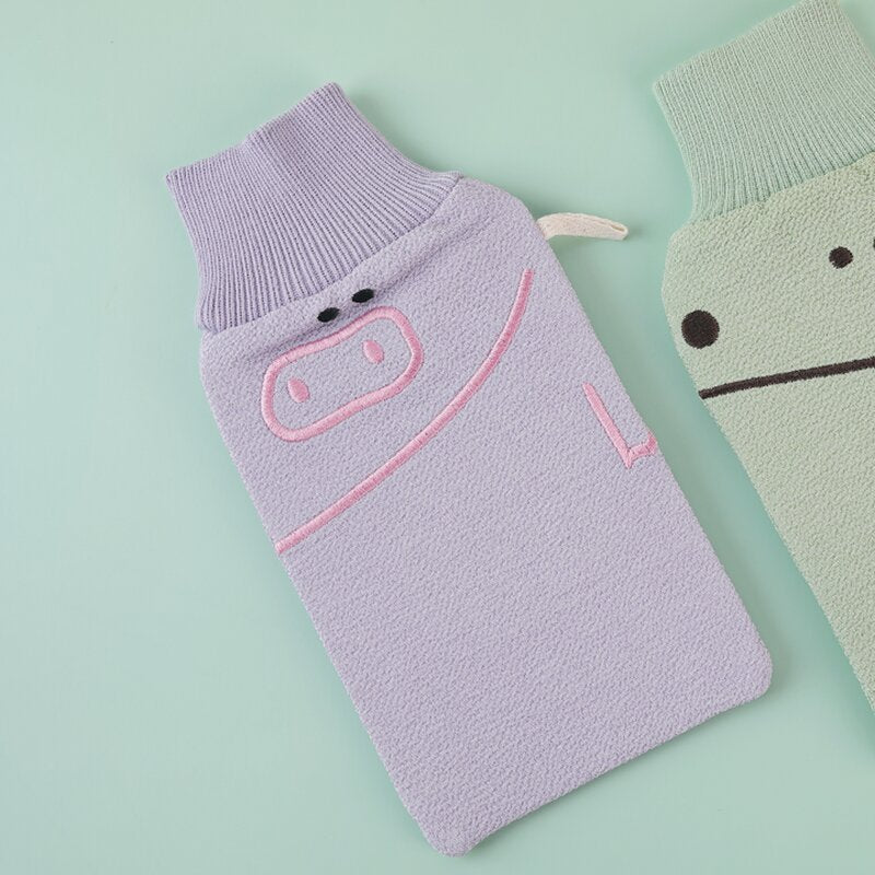 Asciugamano da bagno di maialino con polsino a coste a cuore