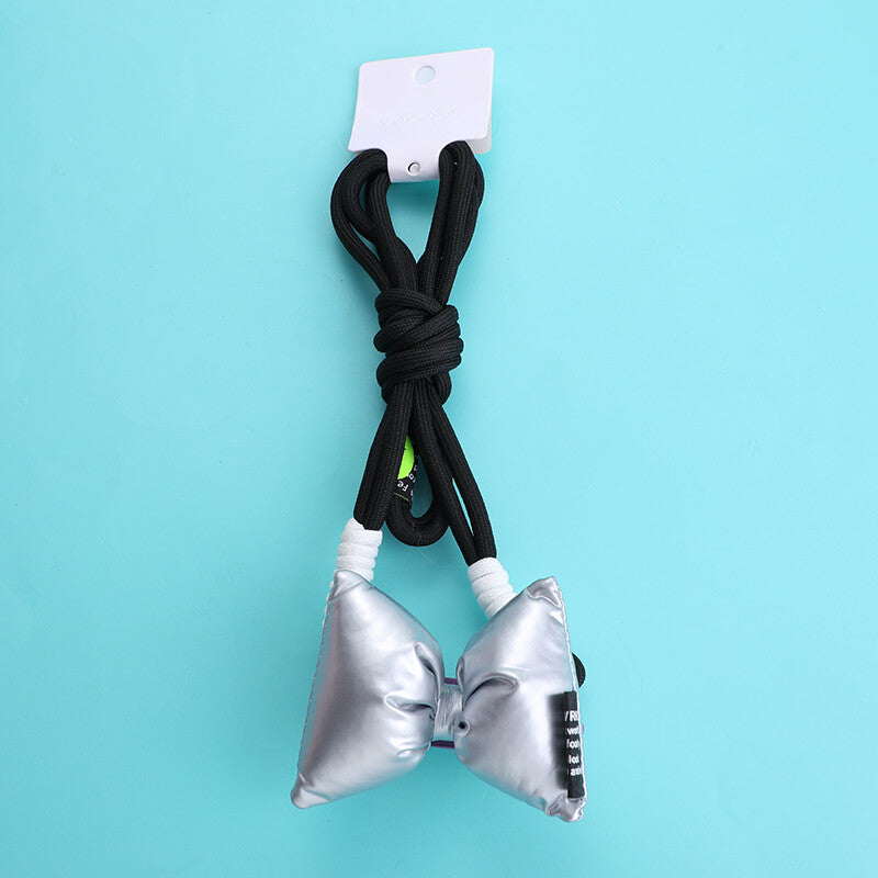 Clip posteriore universale per telefono con fiocco argentato fluorescente e cordino (senza custodia per telefono)