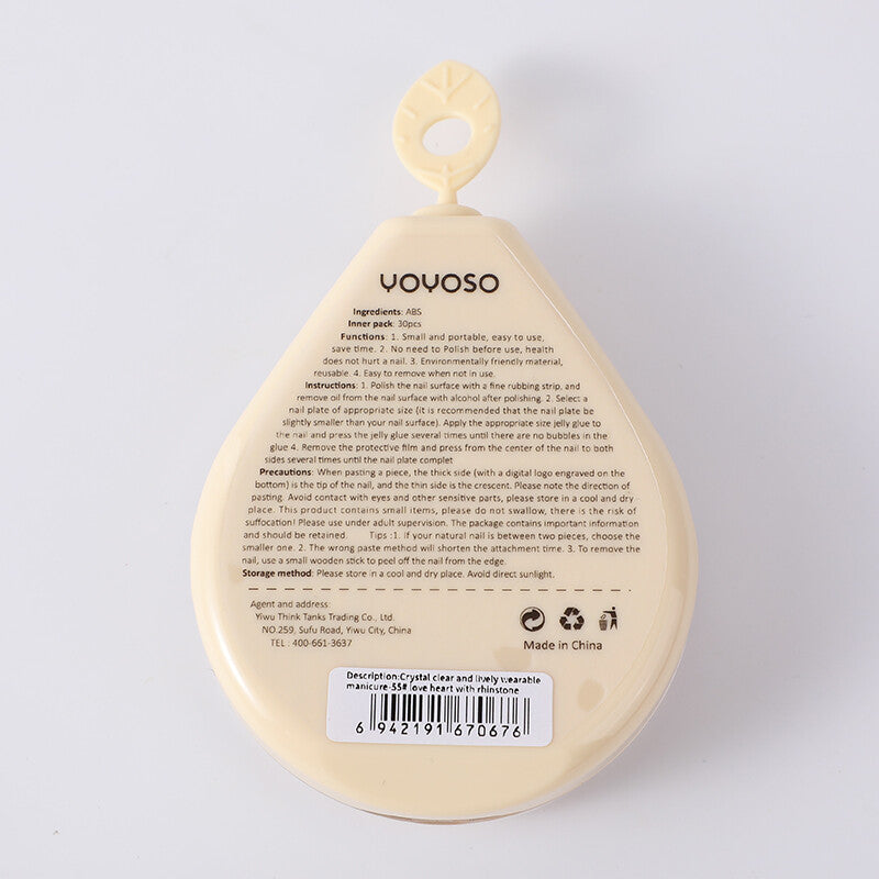 Manicure indossabile, cristallina e vivace - 55# cuore con strass