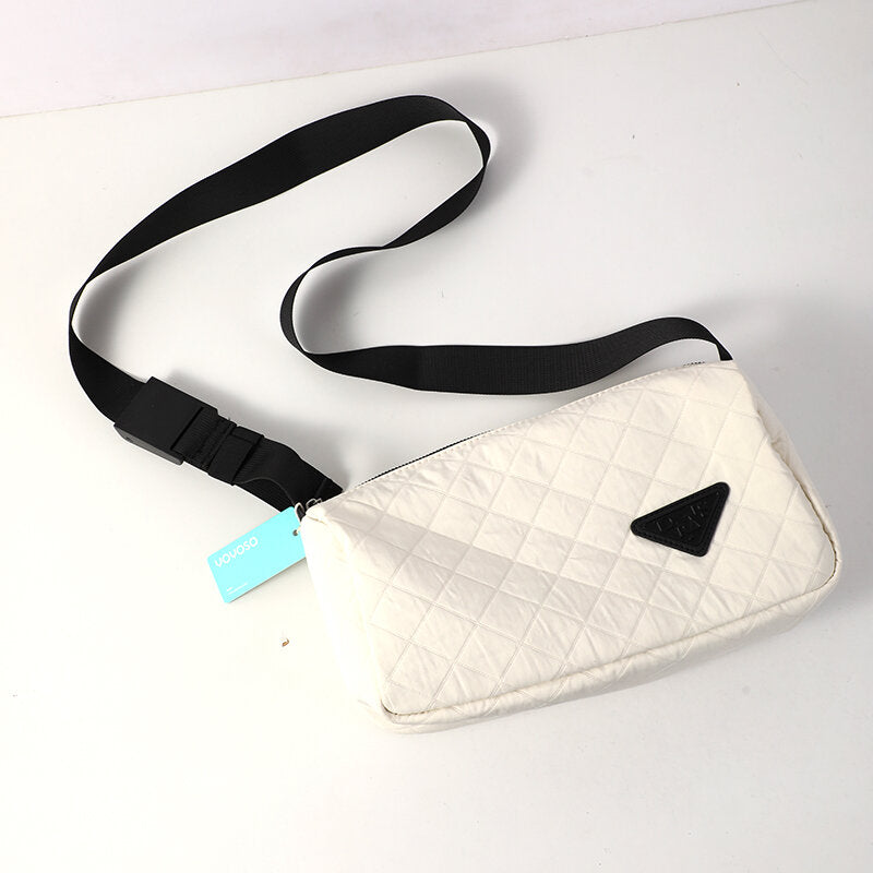 Rhomboid triangle logo zipdi crossbody bag-white