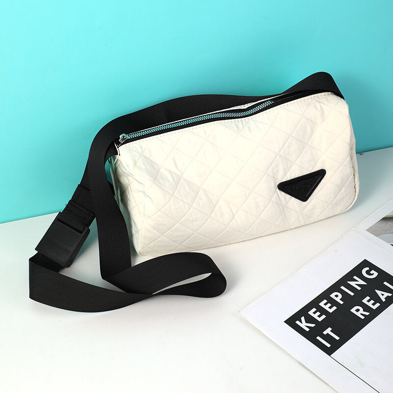 Rhomboid triangle logo zipdi crossbody bag-white