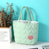 Borsa a secchiello portatile ricamata con amore, verde