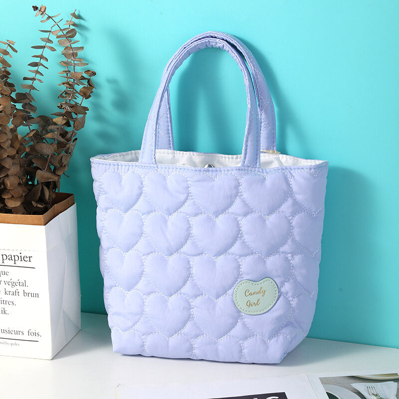 Borsa a secchiello portatile ricamata con amore - viola