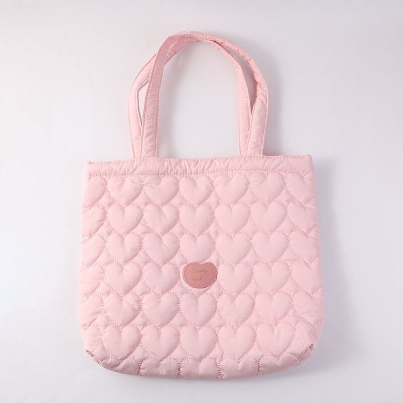 Borsa a tracolla con bottone magnetico ricamato Love - rosa
