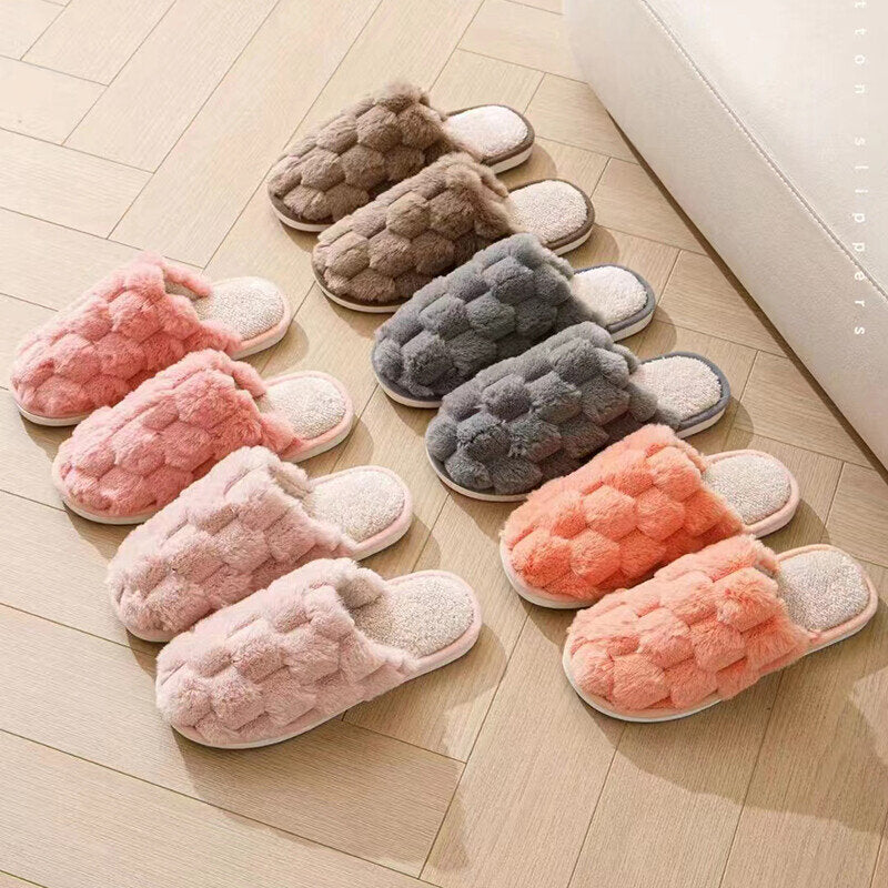 Pantofole semplici a quadri in tinta unita da donna con punta chiusa 40-41