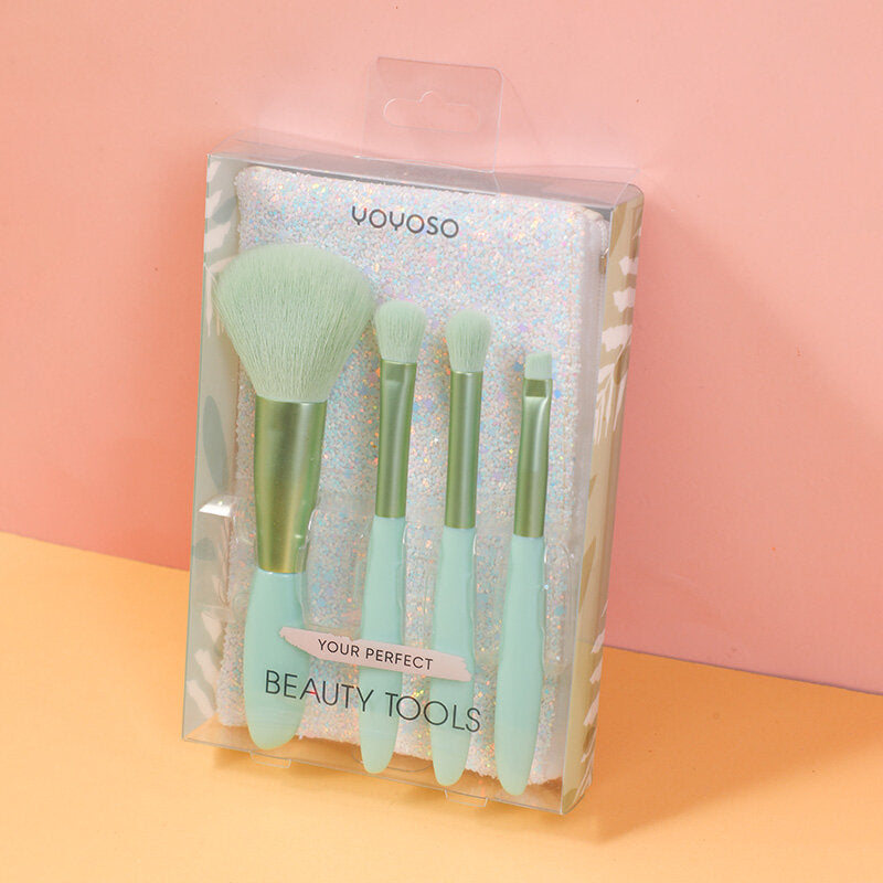 Set di pennelli da trucco Cobblestone 4 pezzi con sacchetto di conservazione