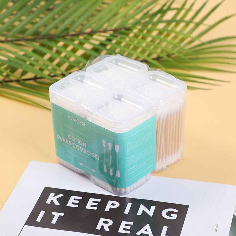 Set di tamponi di cotone 400pz a doppia estremità con punta tonda