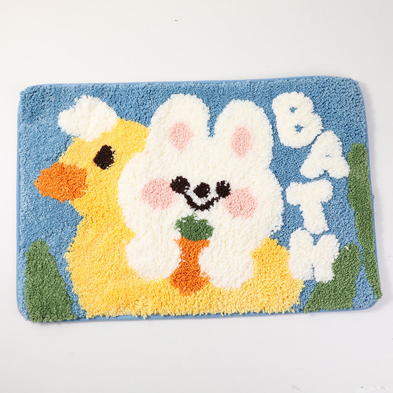 Tappetino_Soft white rabbit floor mat