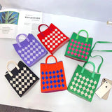 Borsa a tracolla quadrata a scacchi