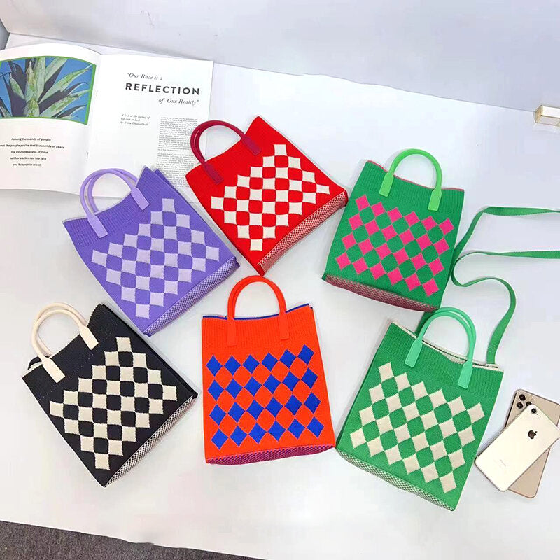 Borsa a tracolla quadrata a scacchi