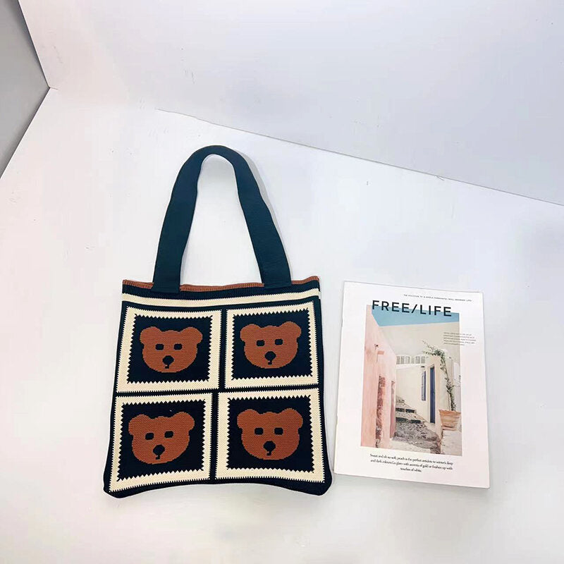 Borsa a tracolla quadrata con animale dei cartoni animati